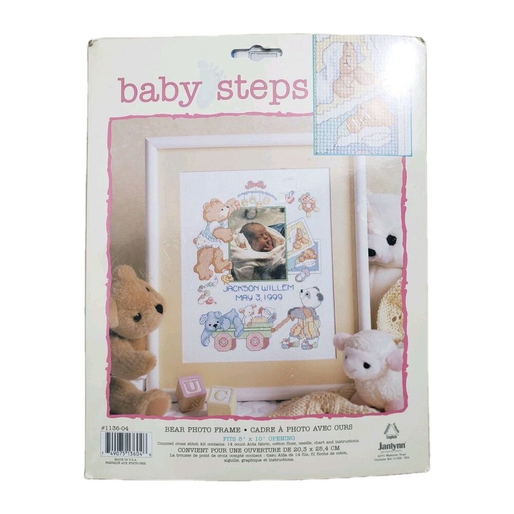 Vintage Janlynn BABY STEPS Babies Don’t Keep 11x14” Cross Stitch Kit Sealed